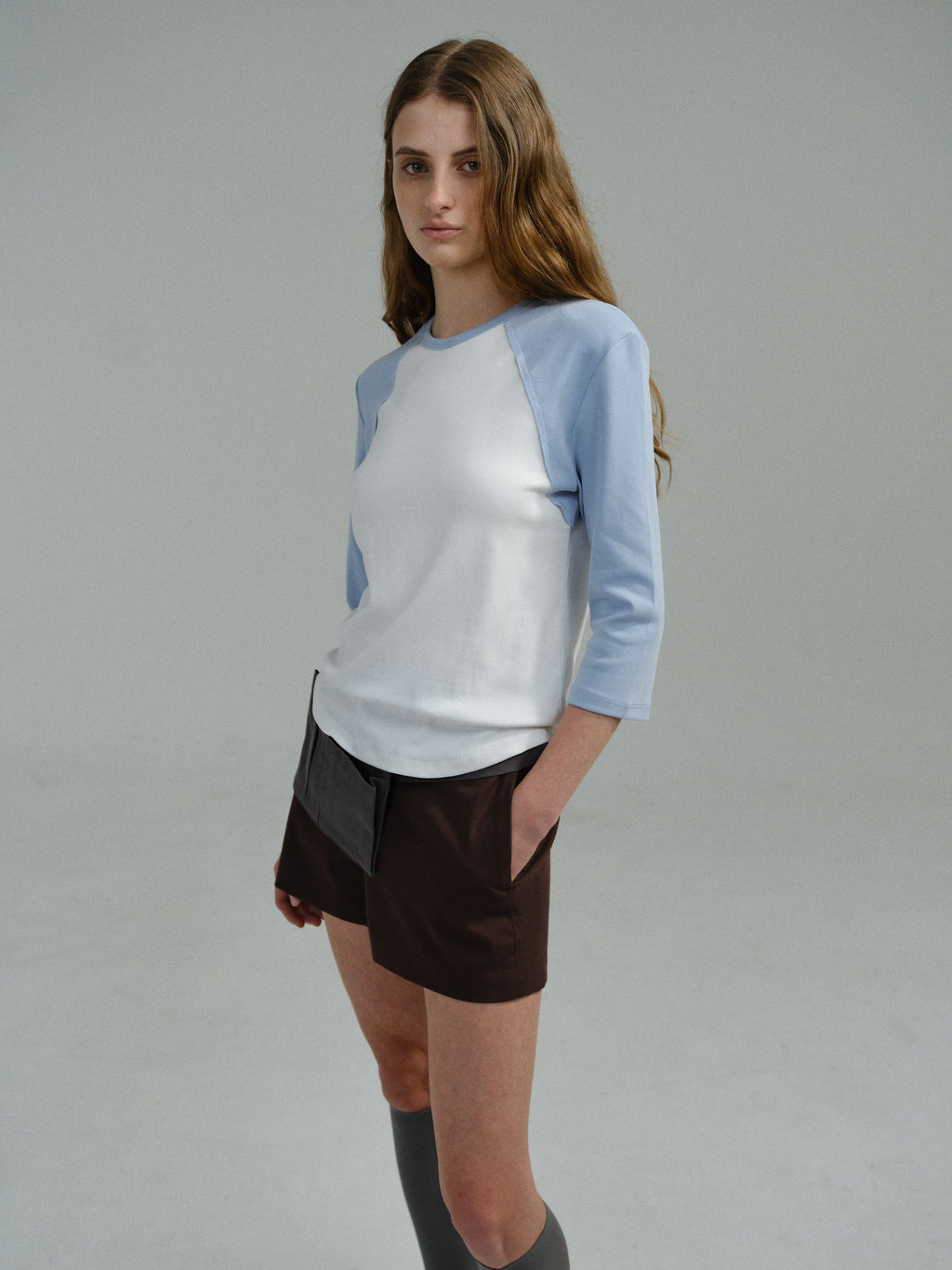 AUBOUR raw raglan t-shirt (sky blue)