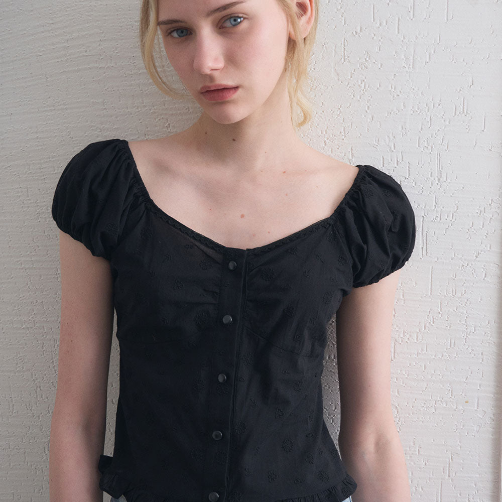 HAINT AMIS EYELET OFF SHOULDER PUFF BLOUSE 2COL_BLACK