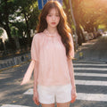 GIEMAR TWIST TIE SHORT SLEEVE BLOUSE PEACH Twist tie short sleeve blouse Peach 3rd