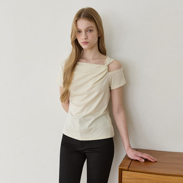 BRINGMYTHINGS Uncut off-shoulder twisted t-shirt_3 colors