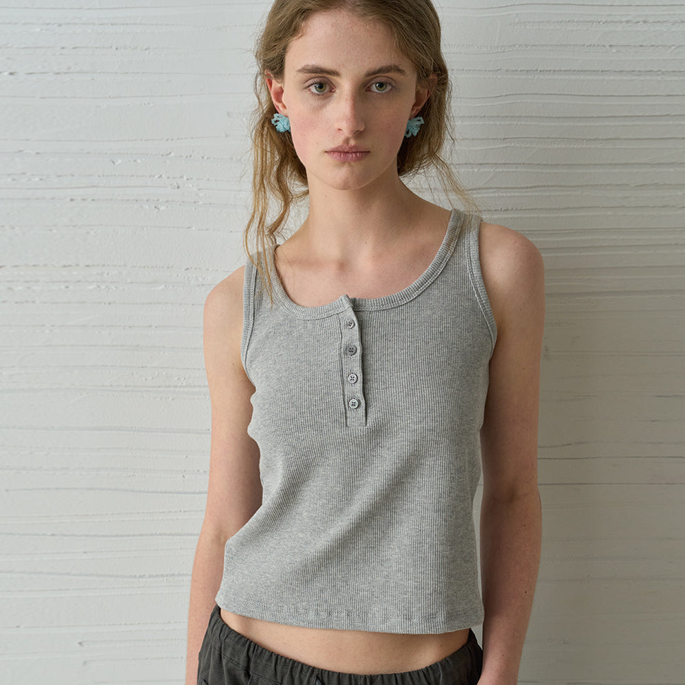 EVESAGE [1st reorder]Waffle sleeveless (Grey)