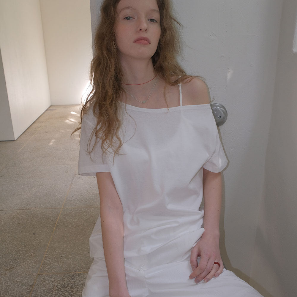 MORCEAU par MORCEAU [RE-ORDER] Raw Cut Basic T-shirt_WHITE