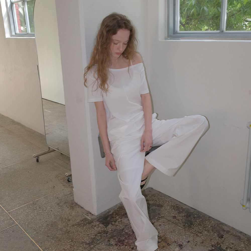 MORCEAU par MORCEAU [RE-ORDER] Raw Cut Basic T-shirt_WHITE
