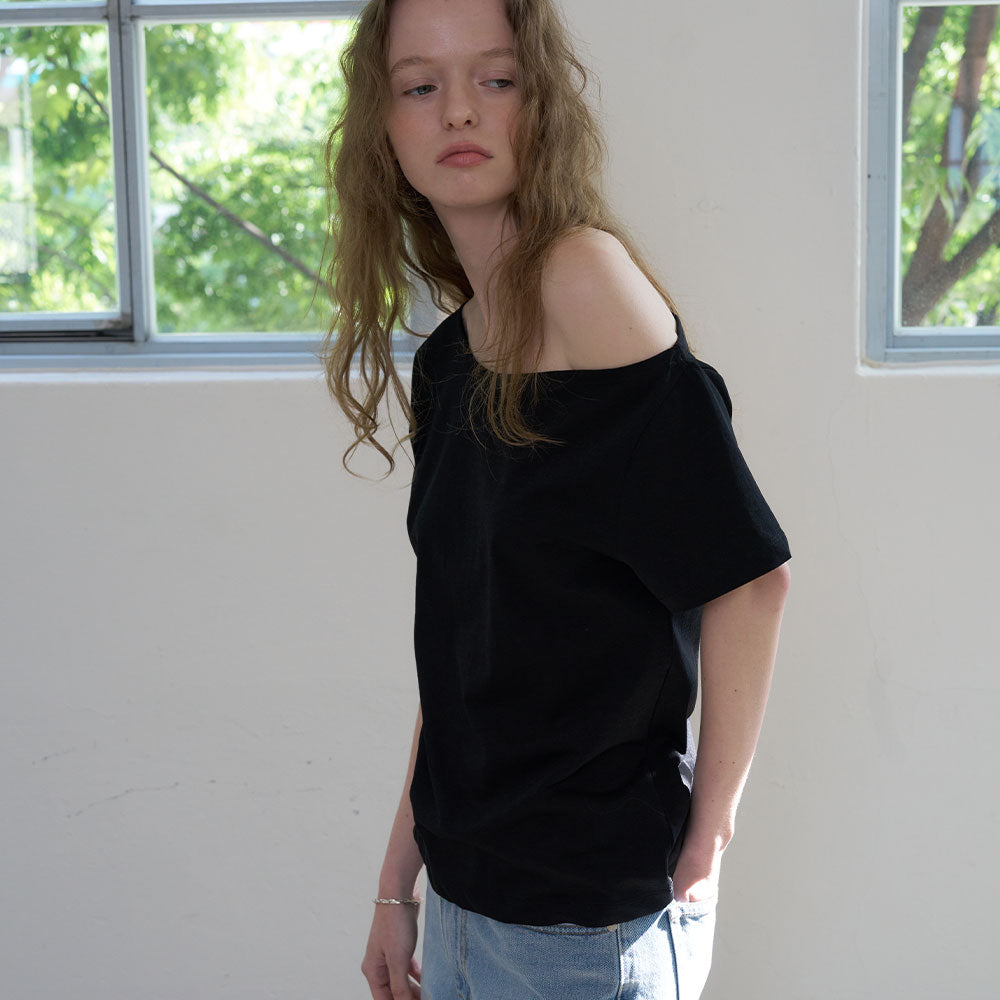 MORCEAU par MORCEAU [RE-ORDER] Raw Cut Basic T-shirt_BLACK