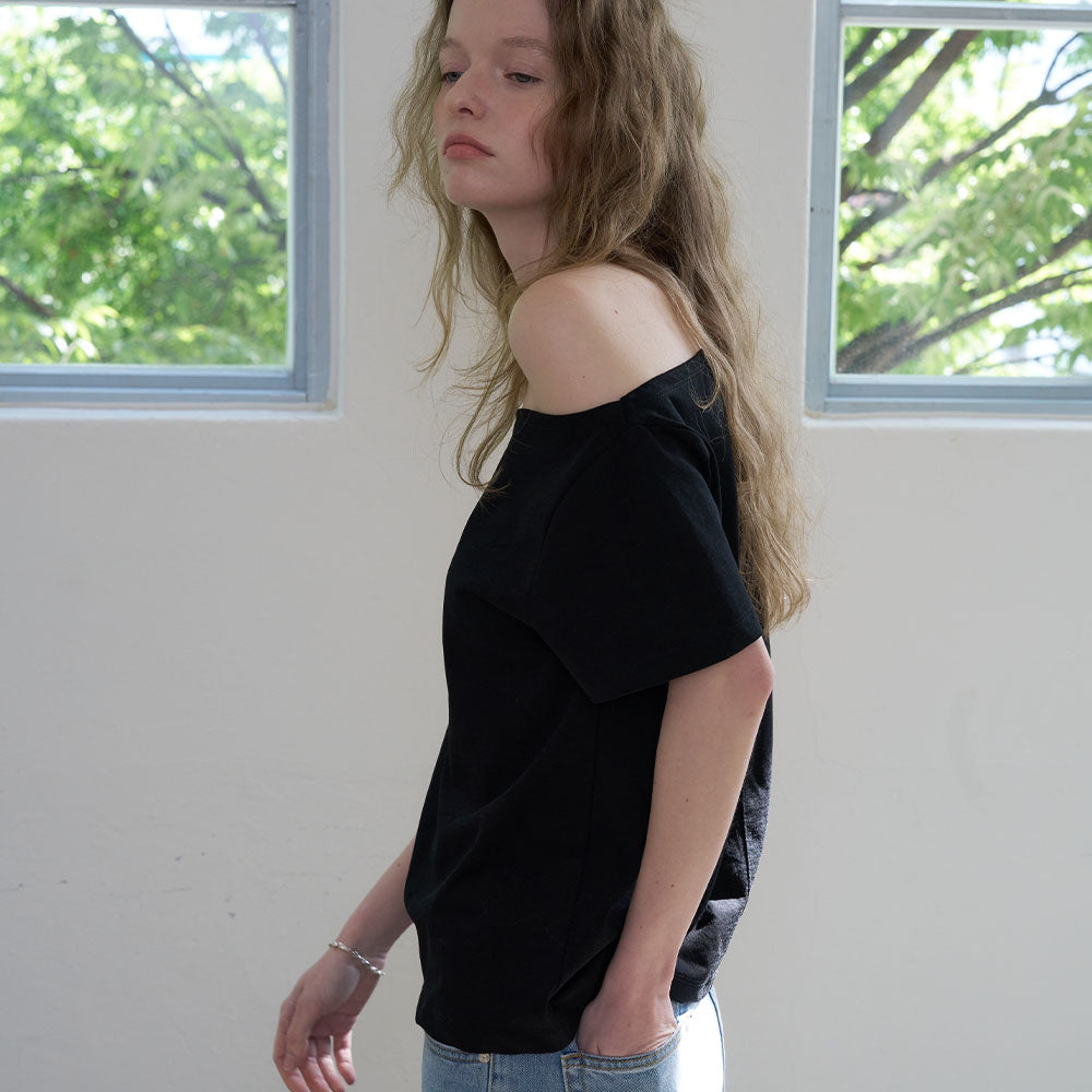 MORCEAU par MORCEAU [RE-ORDER] Raw Cut Basic T-shirt_BLACK
