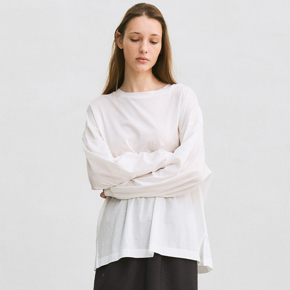 LE sheer long sleeve T-shirt (white)