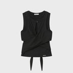 MISEKI SEOUL Tie-up layered sleeveless BLACK