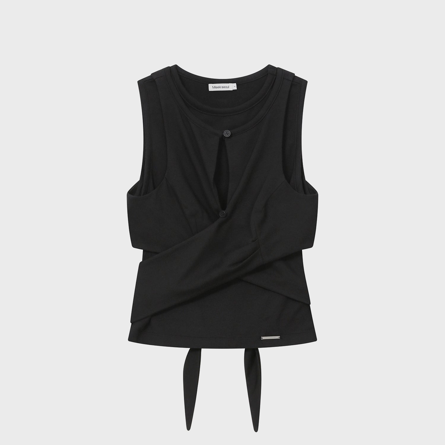 MISEKI SEOUL Tie-up layered sleeveless BLACK