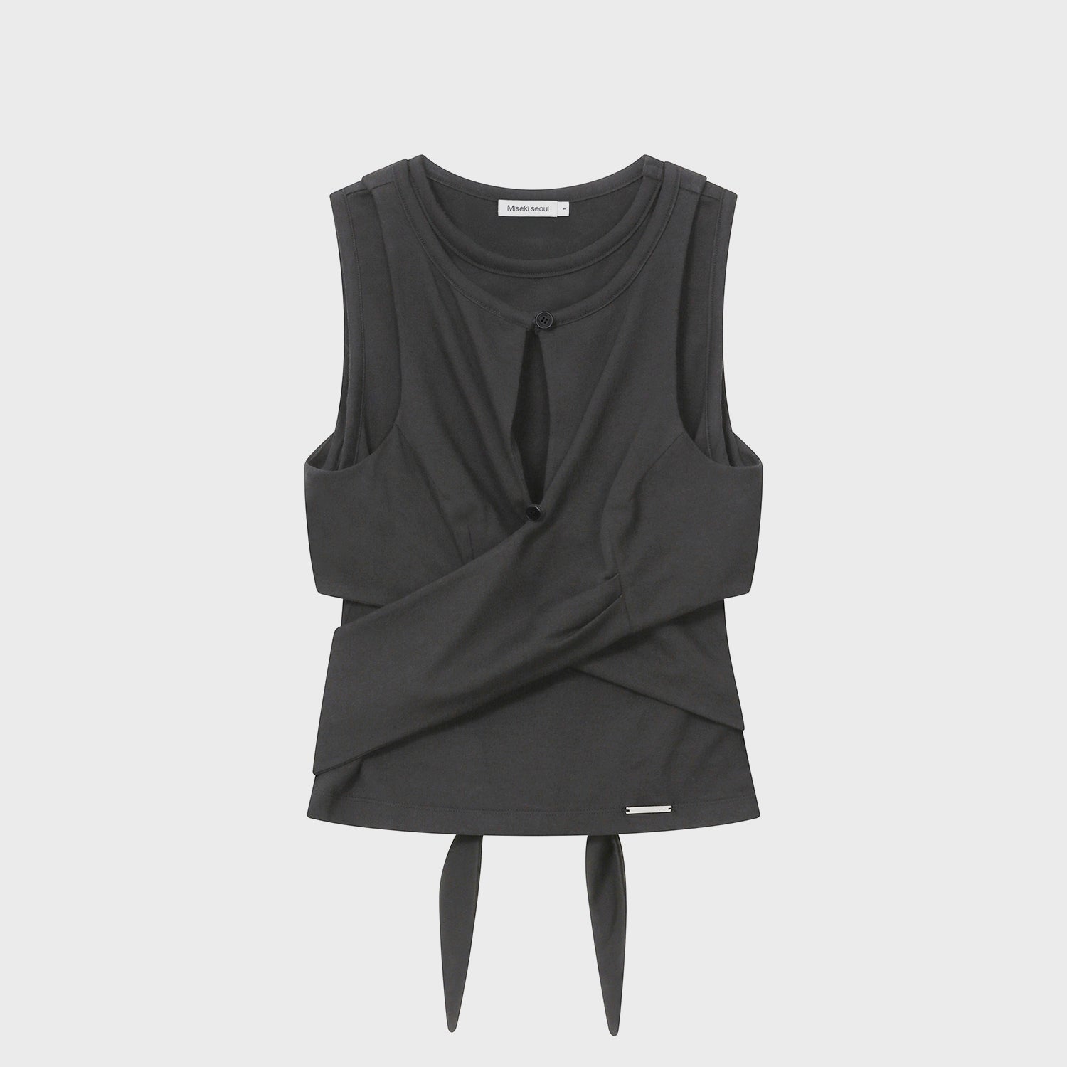MISEKI SEOUL Tie-up layered sleeveless CHARCOAL