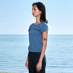 ODLYWORKSHOP Deep Back V Tee, Cove