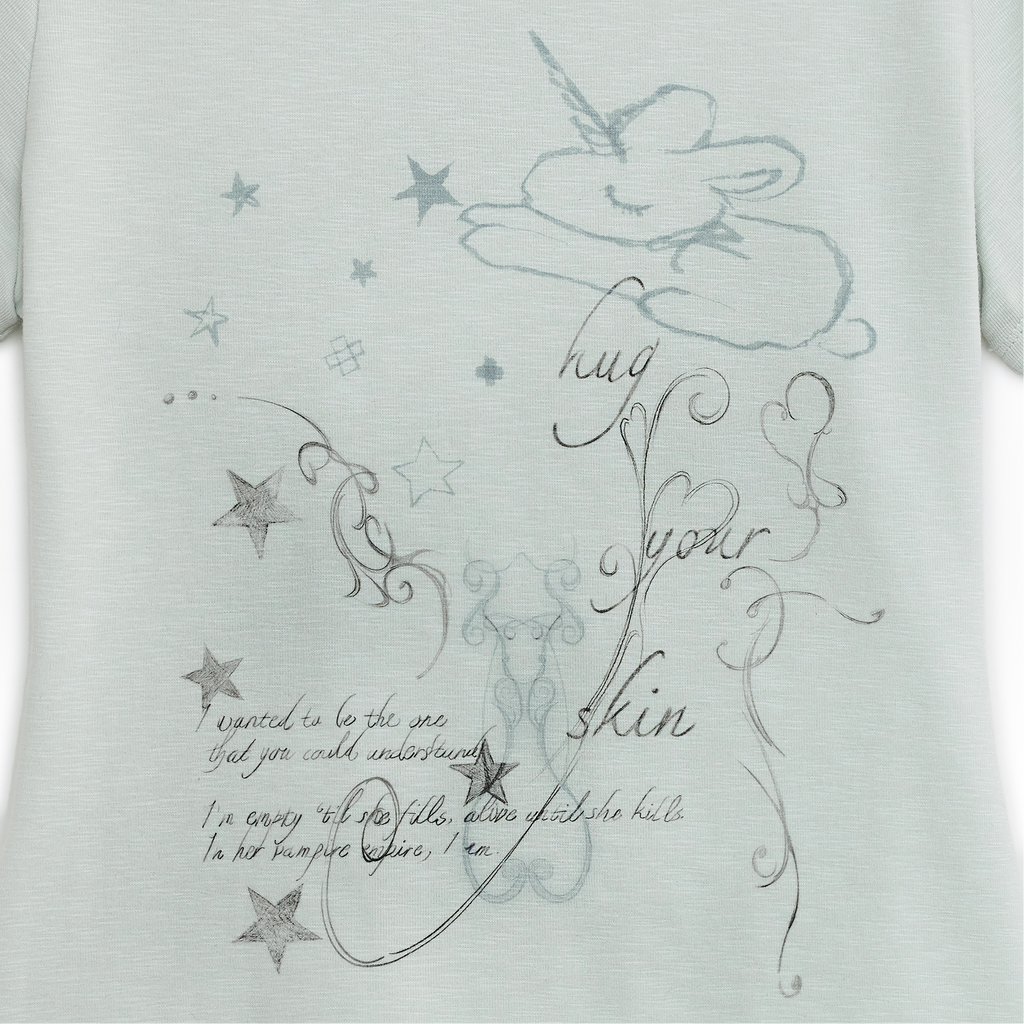 HUGYOURSKIN Unicorn drawing T (Blue)