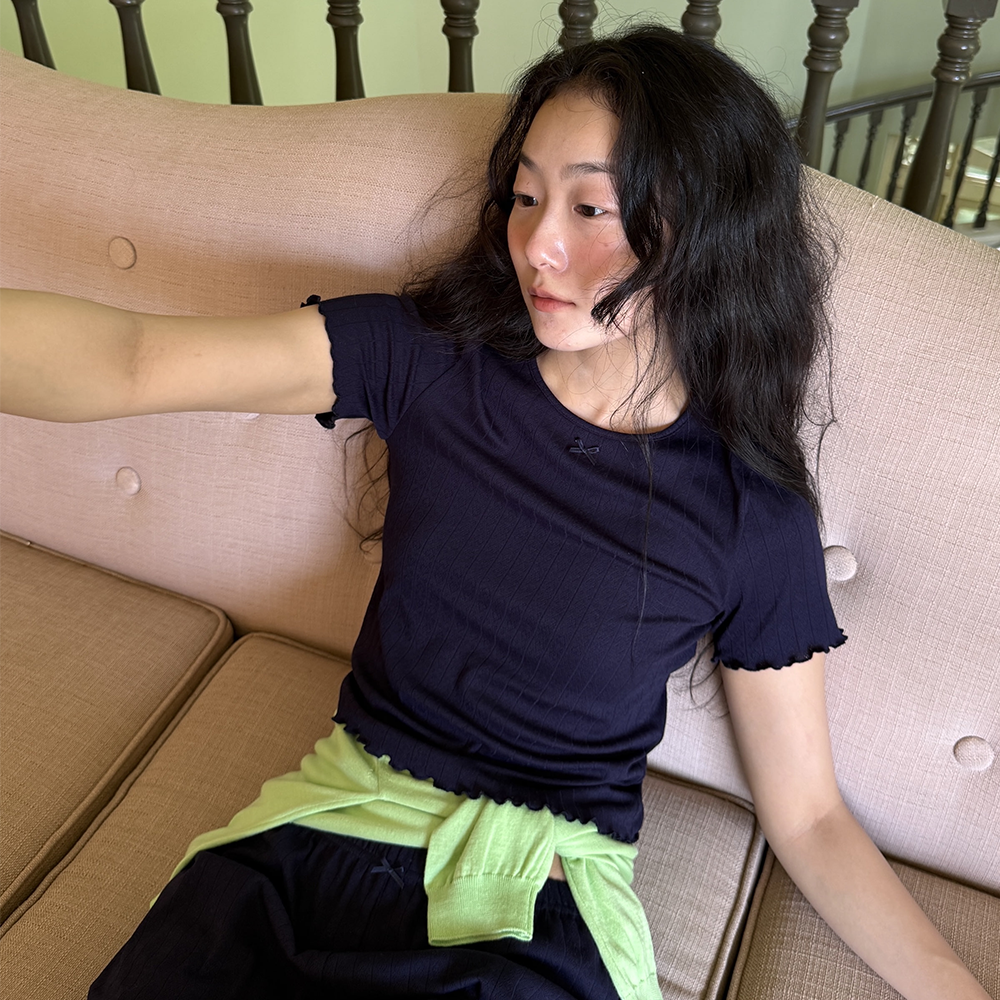 PONYTAIL Judy Pointelle Tee (Navy)