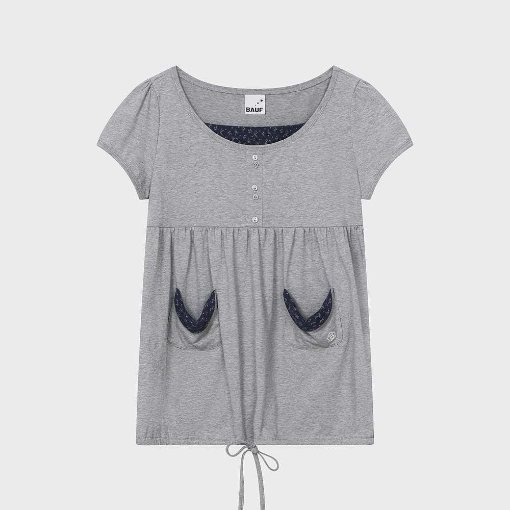 bauf Shirring flare t-shirt [gray]