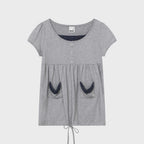 bauf Shirring flare t-shirt [gray]