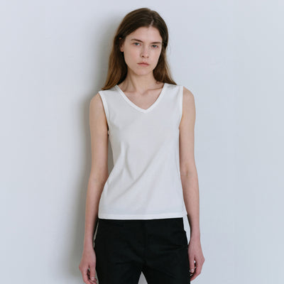 [4th] [Essential] Cotton V-Neck Sleeveless - Ivory