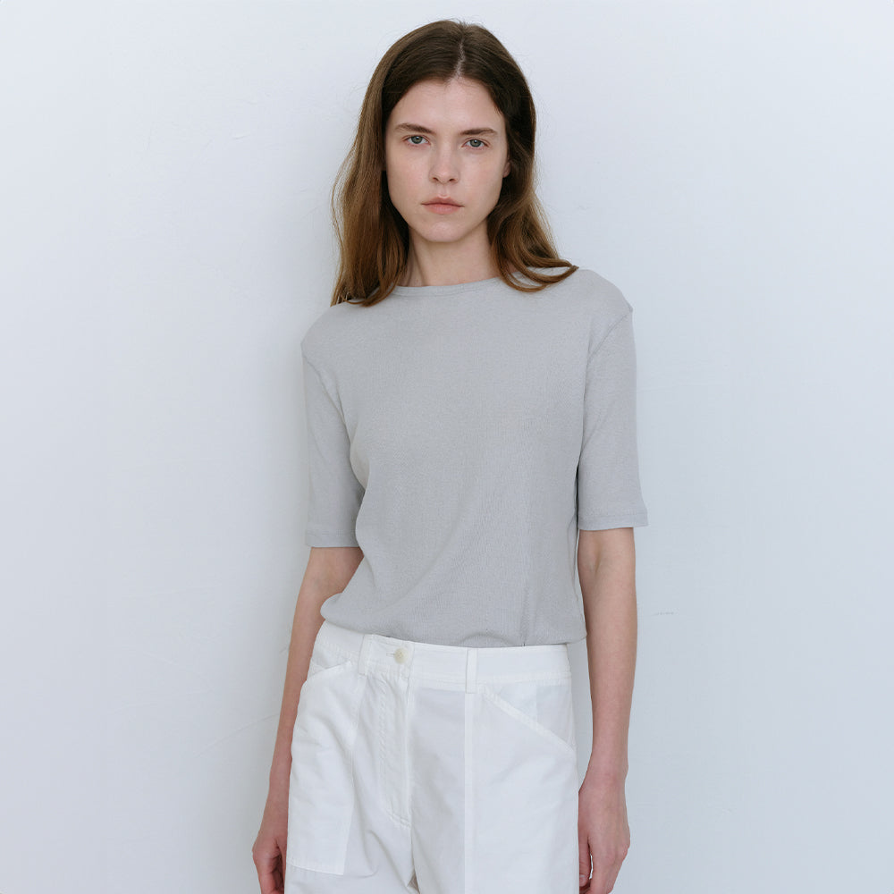 CHE [5th] Fresh Cotton Half Top - Light Gray
