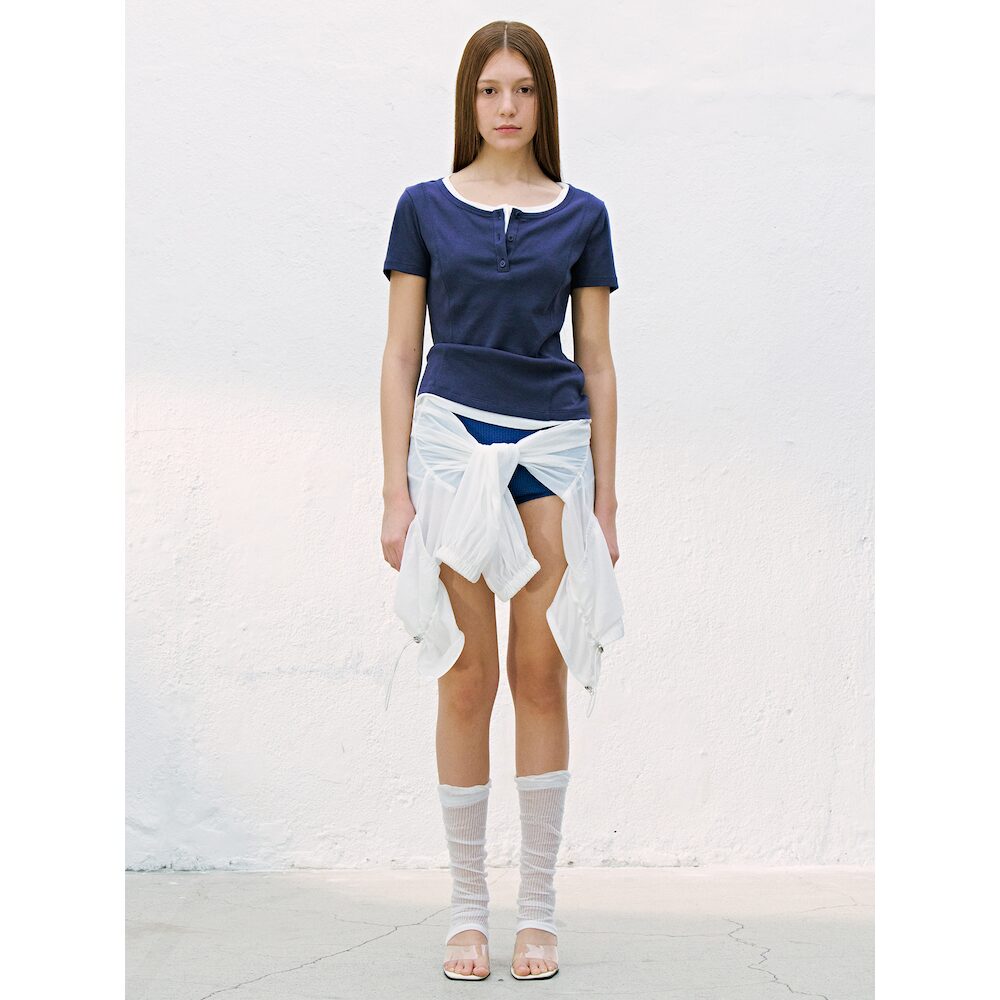 kuho plus Layered Henley Neck TShirts Navy (KE6540M10R)