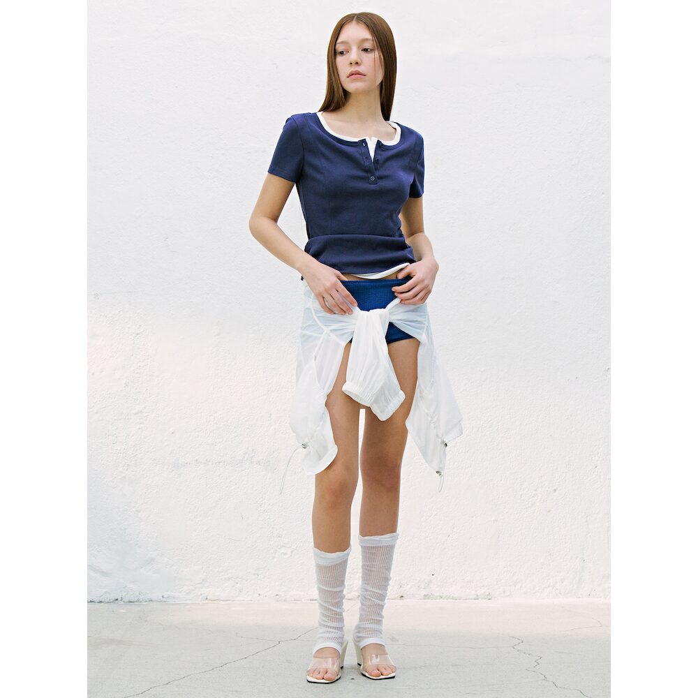 kuho plus Layered Henley Neck TShirts Navy (KE6540M10R)