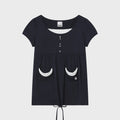 bauf Shirring flare t-shirt [navy]