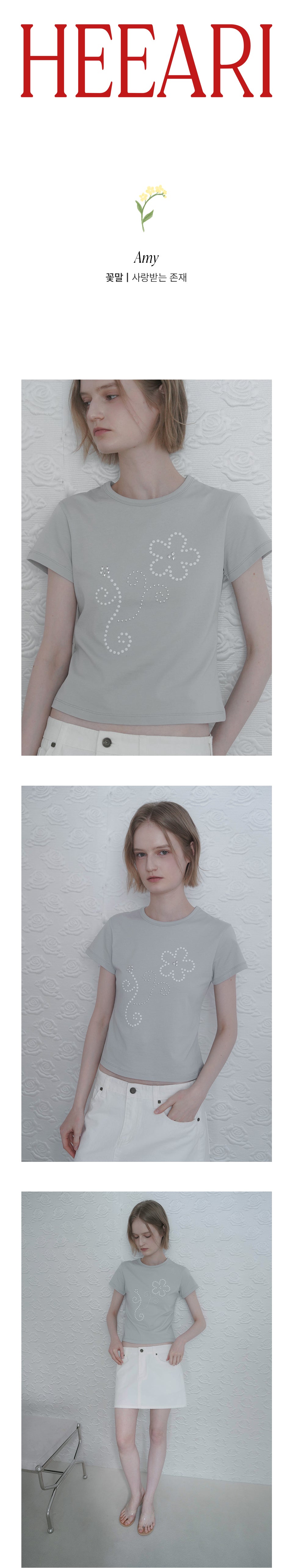 HEEARI Amy beads cotton t-shirt_light gray