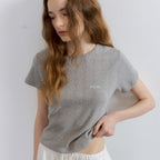 FRIVER07 Cotton eyelet crop t-shirt [FRSP07TS11]_Gray