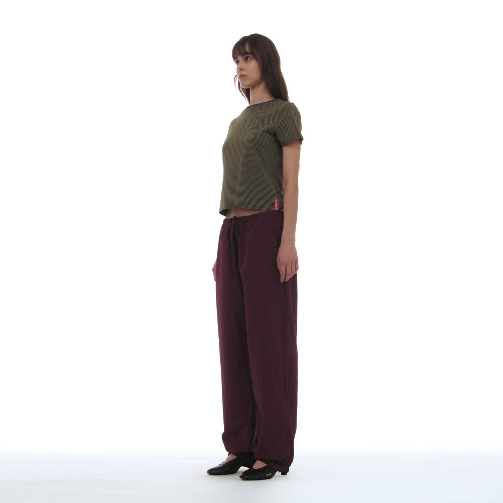 PARTIMENTO WOMEN PWC POCKET STRIPE REGULAR TEE_OLIVE