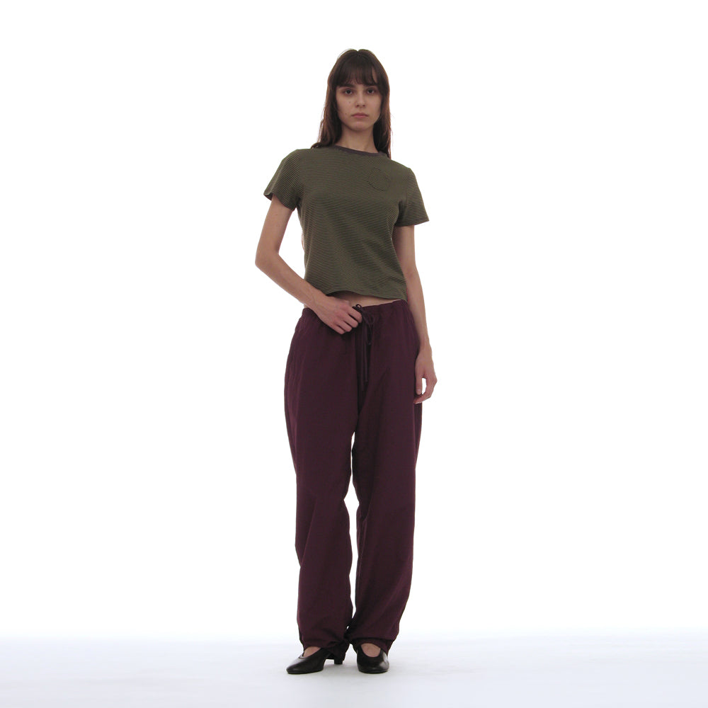 PARTIMENTO WOMEN PWC POCKET STRIPE REGULAR TEE_OLIVE