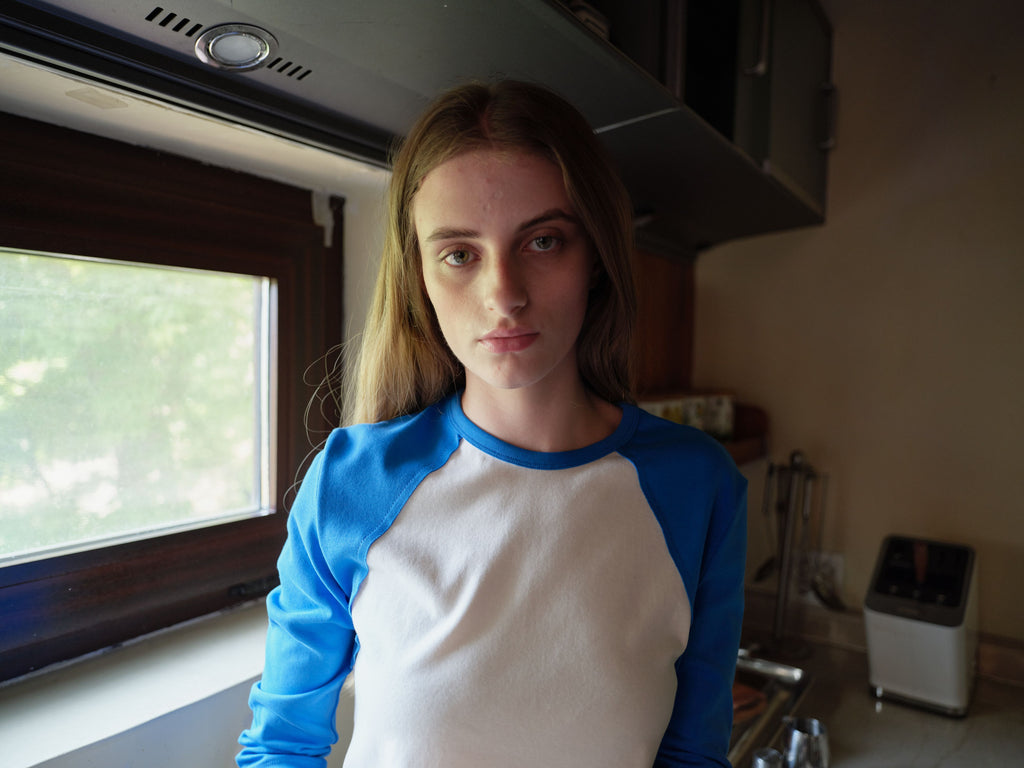 AUBOUR raw raglan t-shirt (blue)