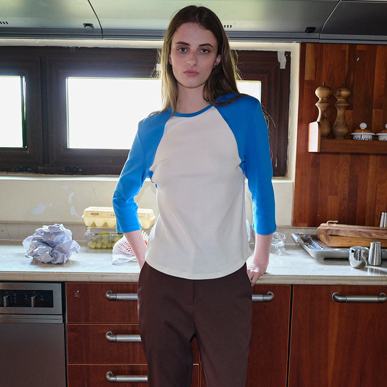 AUBOUR raw raglan t-shirt (blue)