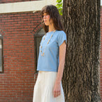 DIAGONAL DAMAGED WASH TEE (blue)