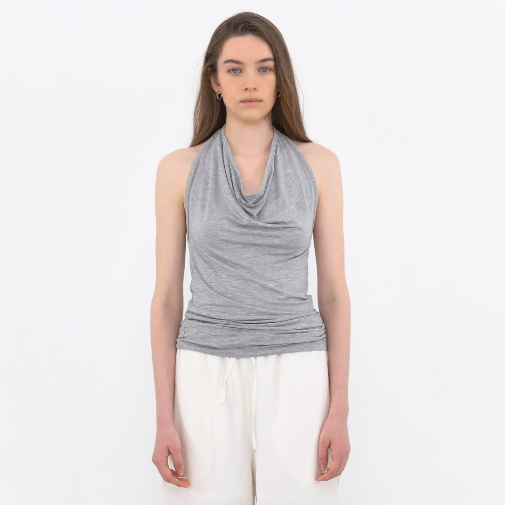 MUARMUS Draped Halterneck Sleeveless [Gray]