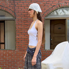 DIAGONAL [2nd] HOLE HALTER NECK TOP (white)