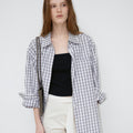 MONOHA Crisp Oversized Check Shirt (Gray)