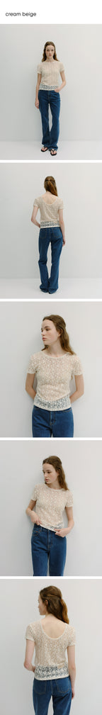 BLANK03 two-way scoop neck lace t-shirt (2colors)