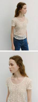 BLANK03 two-way scoop neck lace t-shirt (2colors)