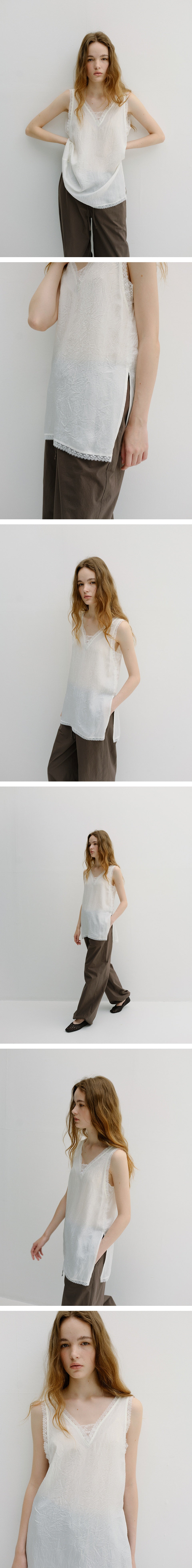 BLANK03 lace sleeveless long top (ivory)