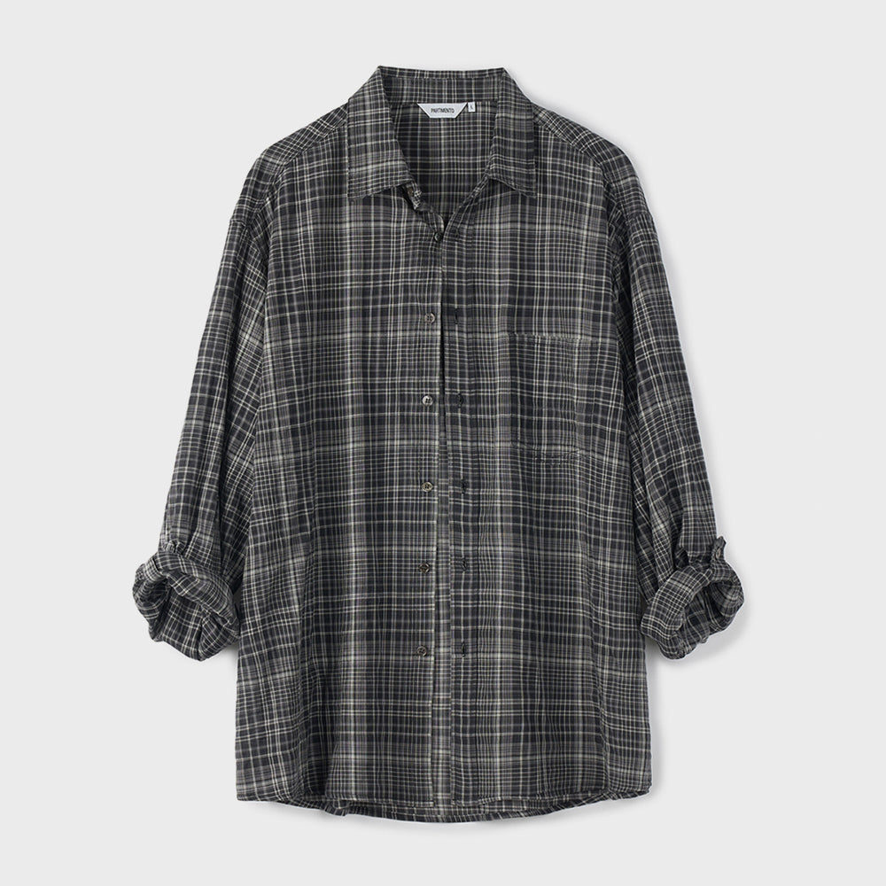 partimento Slate Check Roll Up Shirts Black
