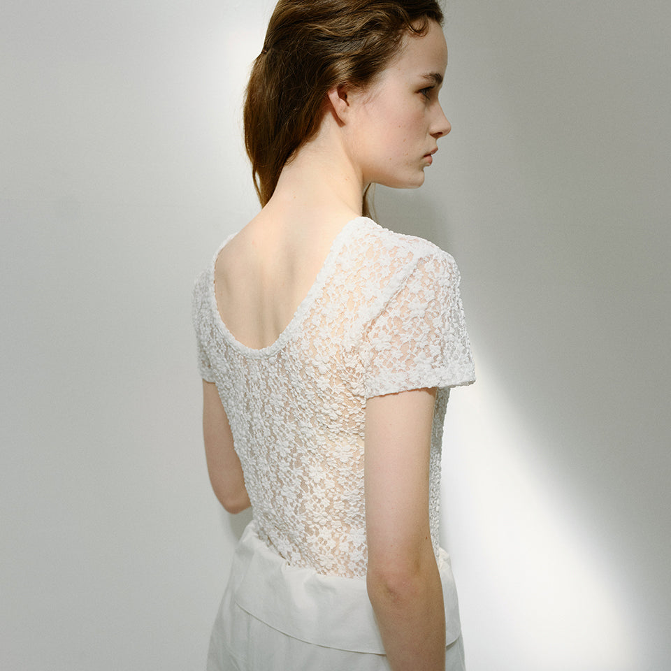 BLANK03 two-way scoop neck lace t-shirt (2colors)