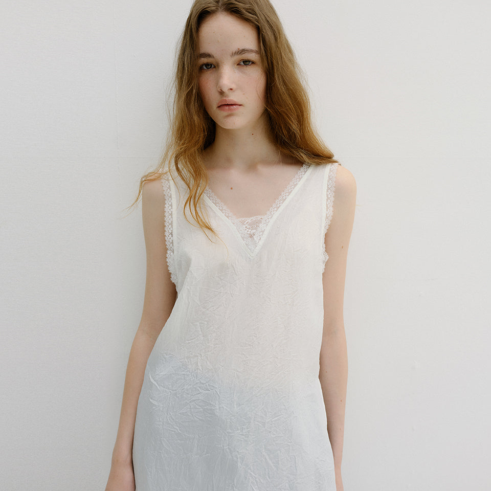 BLANK03 lace sleeveless long top (ivory)