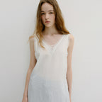 BLANK03 lace sleeveless long top (ivory)