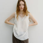 BLANK03 lace sleeveless long top (ivory)