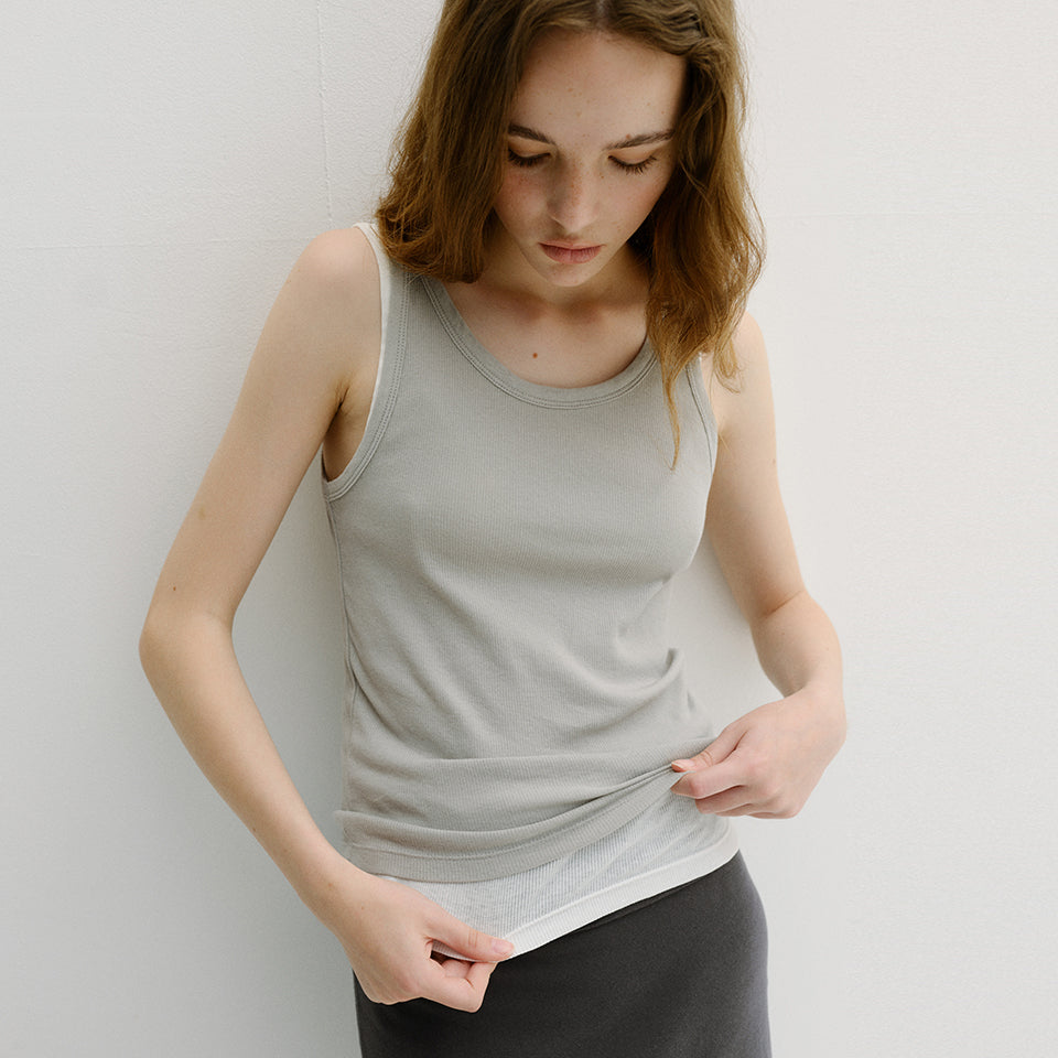 BLANK03 layered cotton sleeveless t-shirt (5colors)
