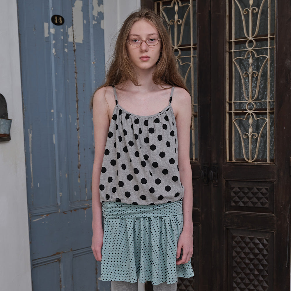 FUN FROM FUN [6th Reorder] Polka Top (Grey)