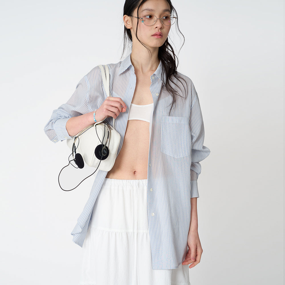 Tekto Moss summer stirpe shirt_Light blue