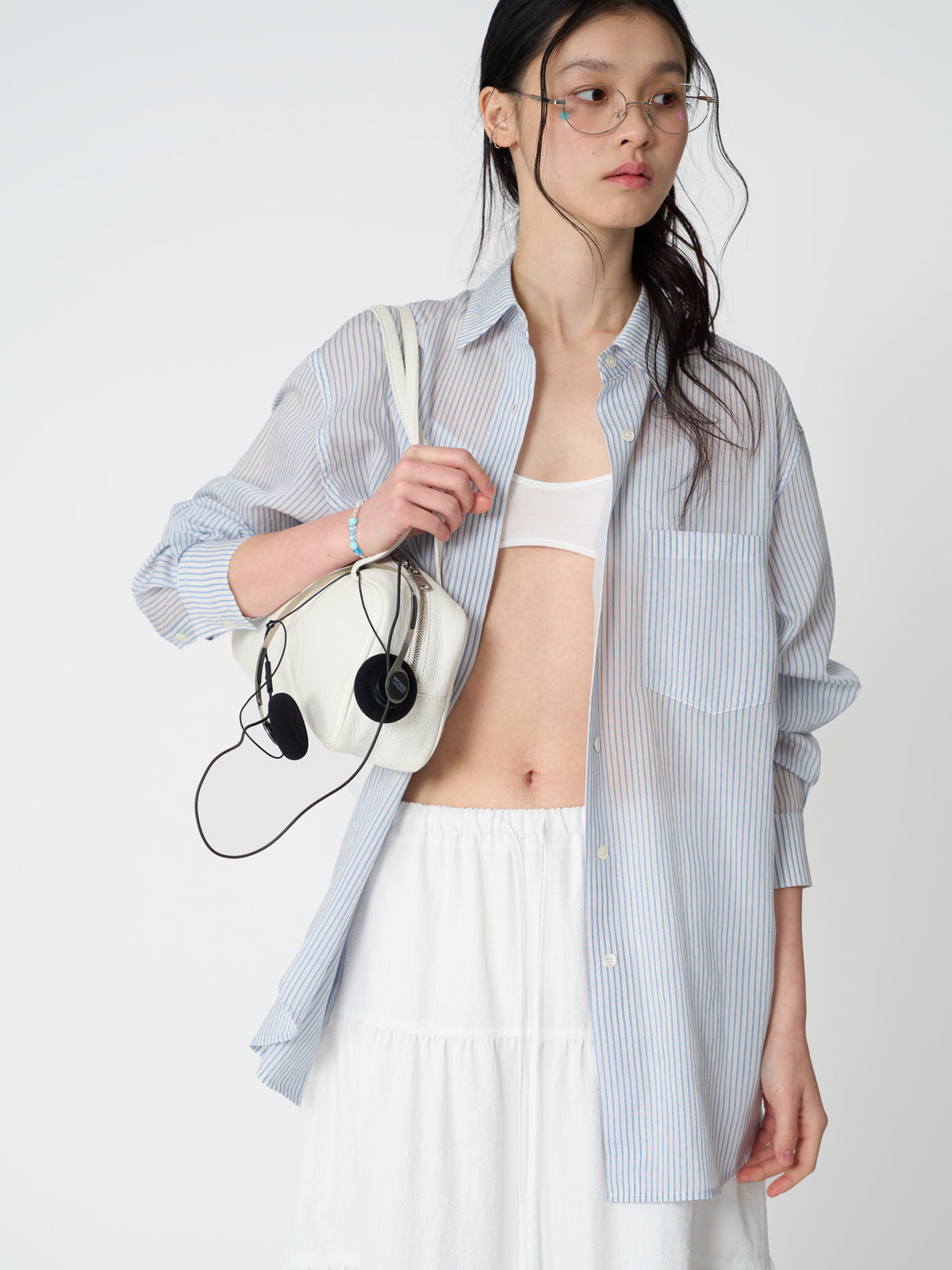 Tekto Moss summer stirpe shirt_Light blue