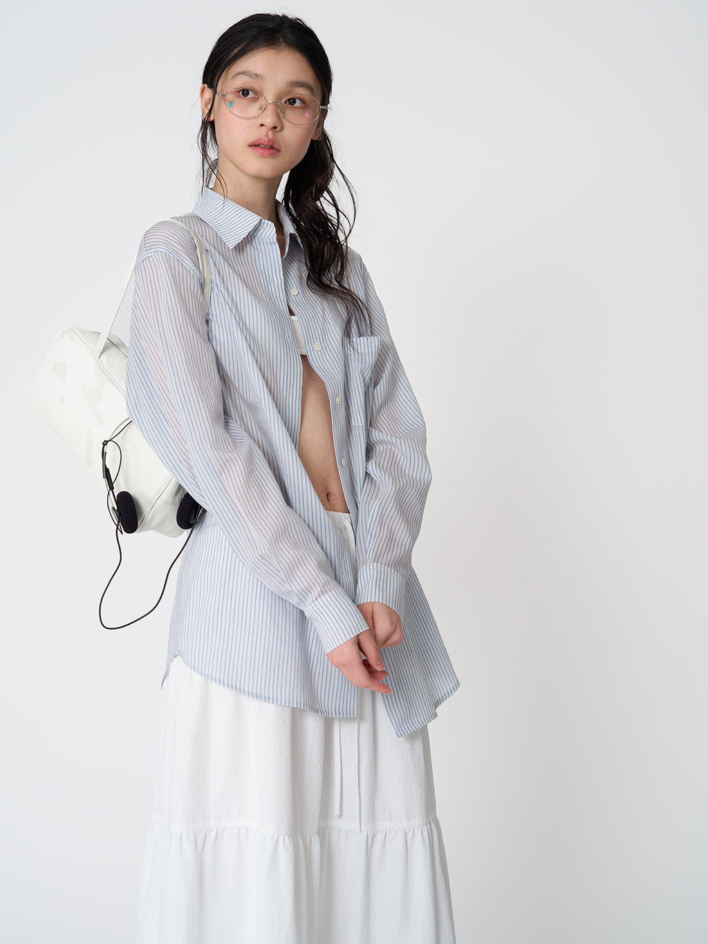 Tekto Moss summer stirpe shirt_Light blue