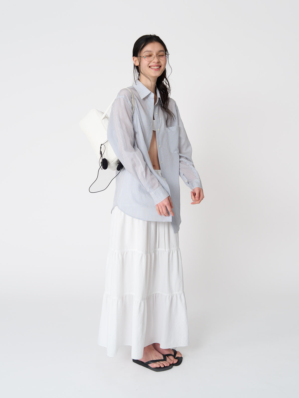 Tekto Moss summer stirpe shirt_Light blue