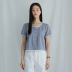 BENUET Bow Blouse_Blue Check