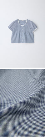 BENUET Bow Blouse_Blue Check