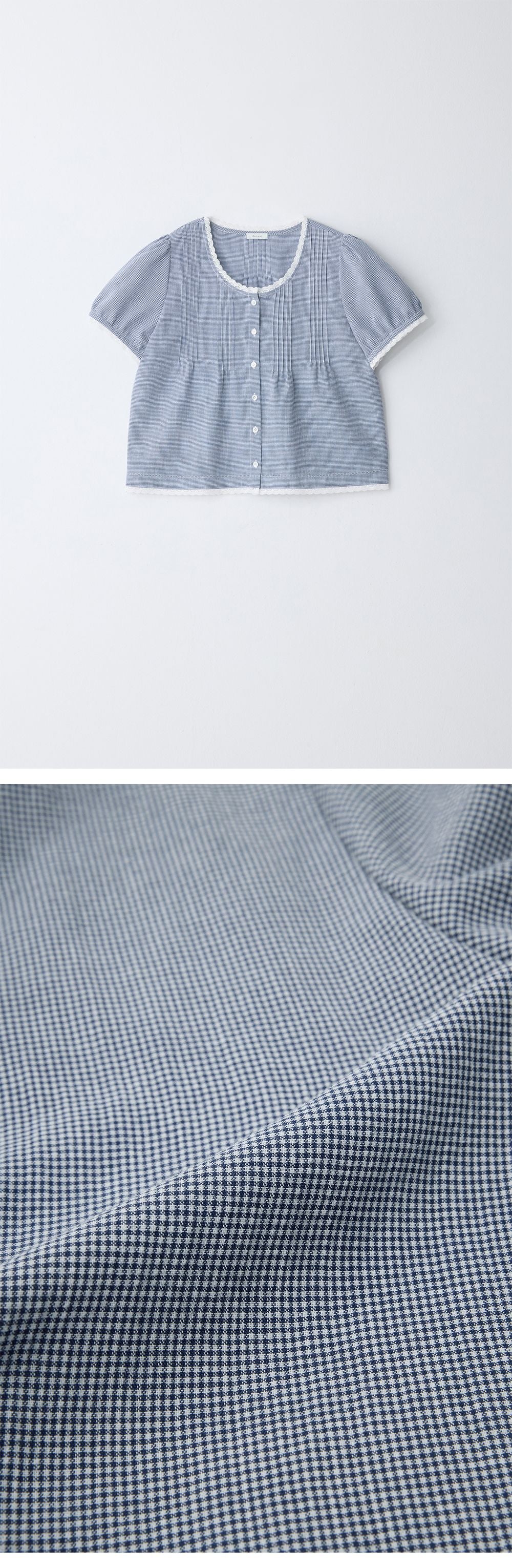 BENUET Bow Blouse_Blue Check